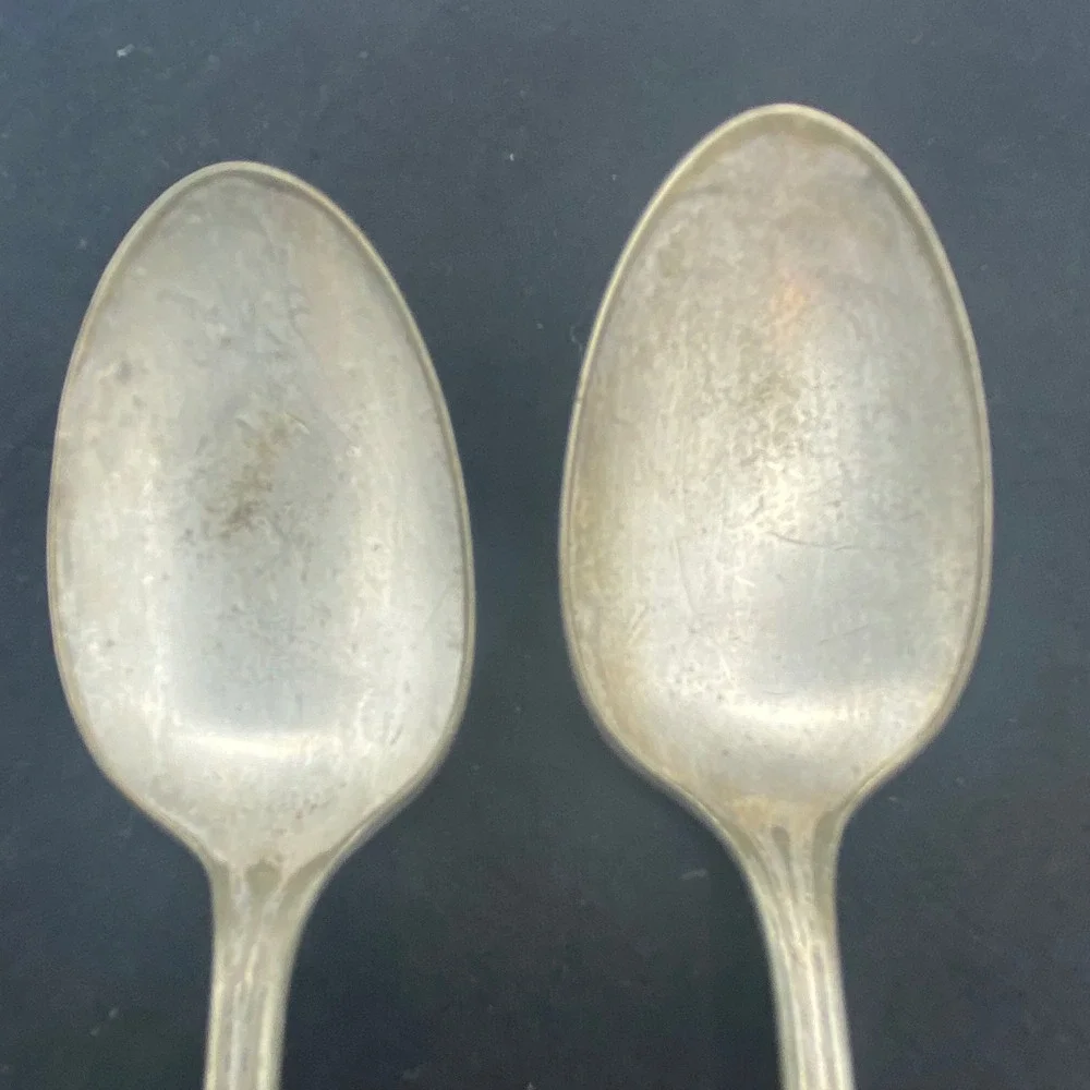 Wallingford Co 6in Teaspoons Silverplate Set of 2 Scroll Art Deco Silver Rustic